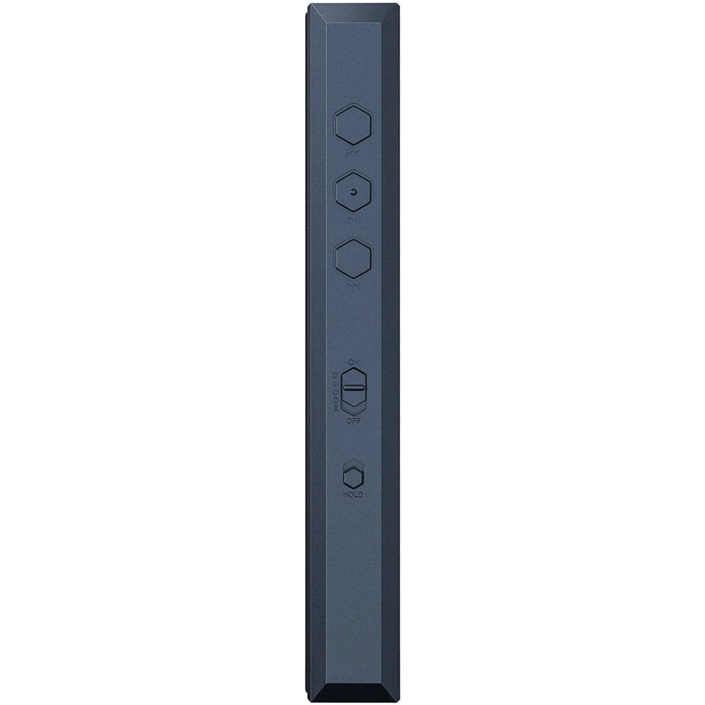FiiO M23 portable music player in blue with digital screen and control buttons, showcasing a sleek, modern design.