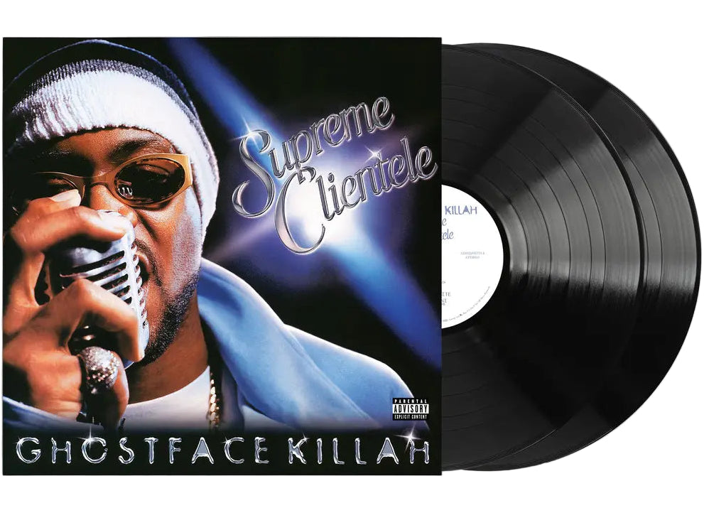 Black vinyl 2LP of Ghostface Killah's Supreme Clientele album, featuring classic hip-hop and rap artwork from Legacy Recordings.