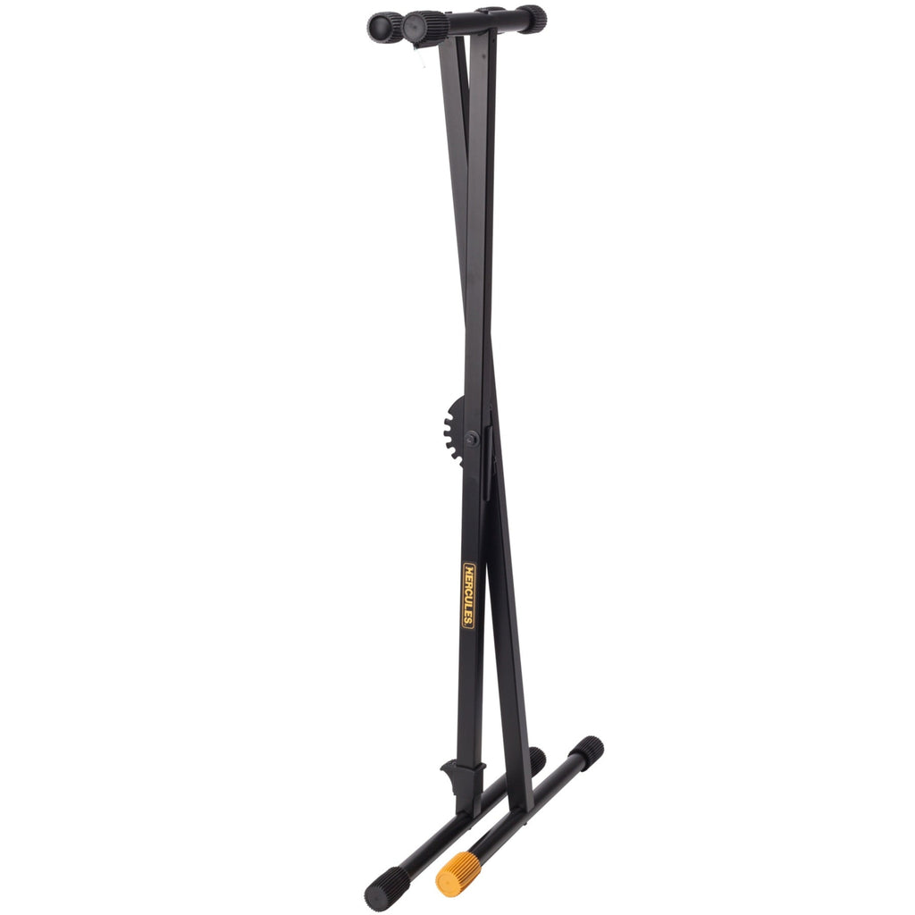 Hercules Stands KS100B keyboard stand with adjustable, sturdy metal frame supporting a digital or acoustic keyboard.