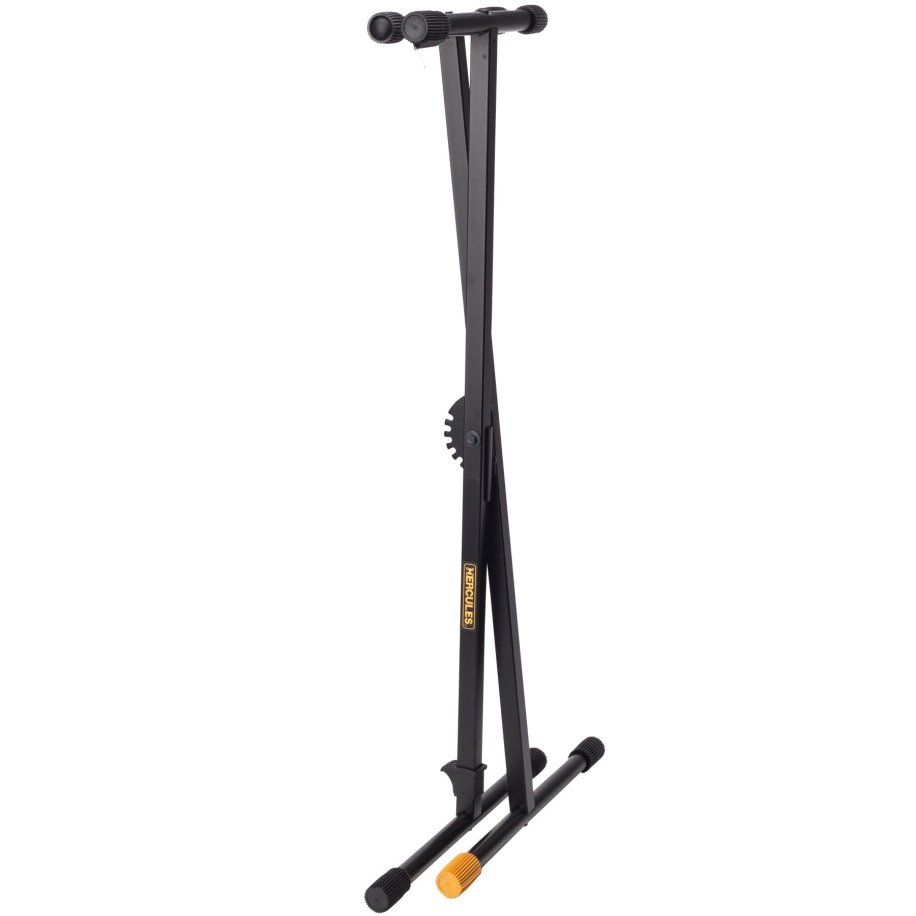 Hercules Stands KS100B keyboard stand with adjustable, sturdy metal frame supporting a digital or acoustic keyboard.