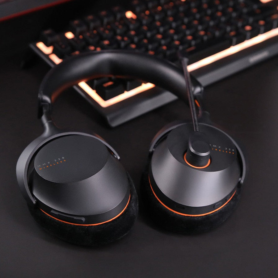 Beyerdynamic MMX 230 Wireless gaming headphones with adjustable headband and over-ear design, shown on a white background