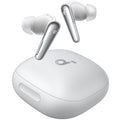 White Soundcore Liberty 4 Pro wireless in-ear headphones with sleek design and ergonomic fit.
