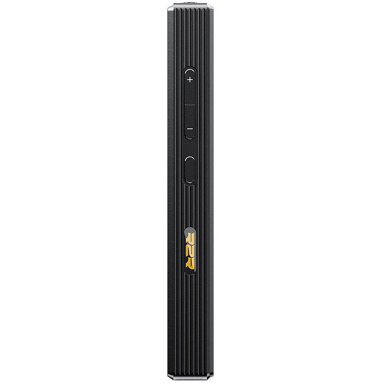FiiO M33 R2R portable music player with sleek design and digital display, featuring multiple control buttons and headphone jack.