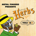 Mustard yellow vinyl 2LP of MF DOOM's Metal Fingers Presents Special Herbs Vol. 1 & 2, hip-hop/rap album by Rhymesayers Entertainment