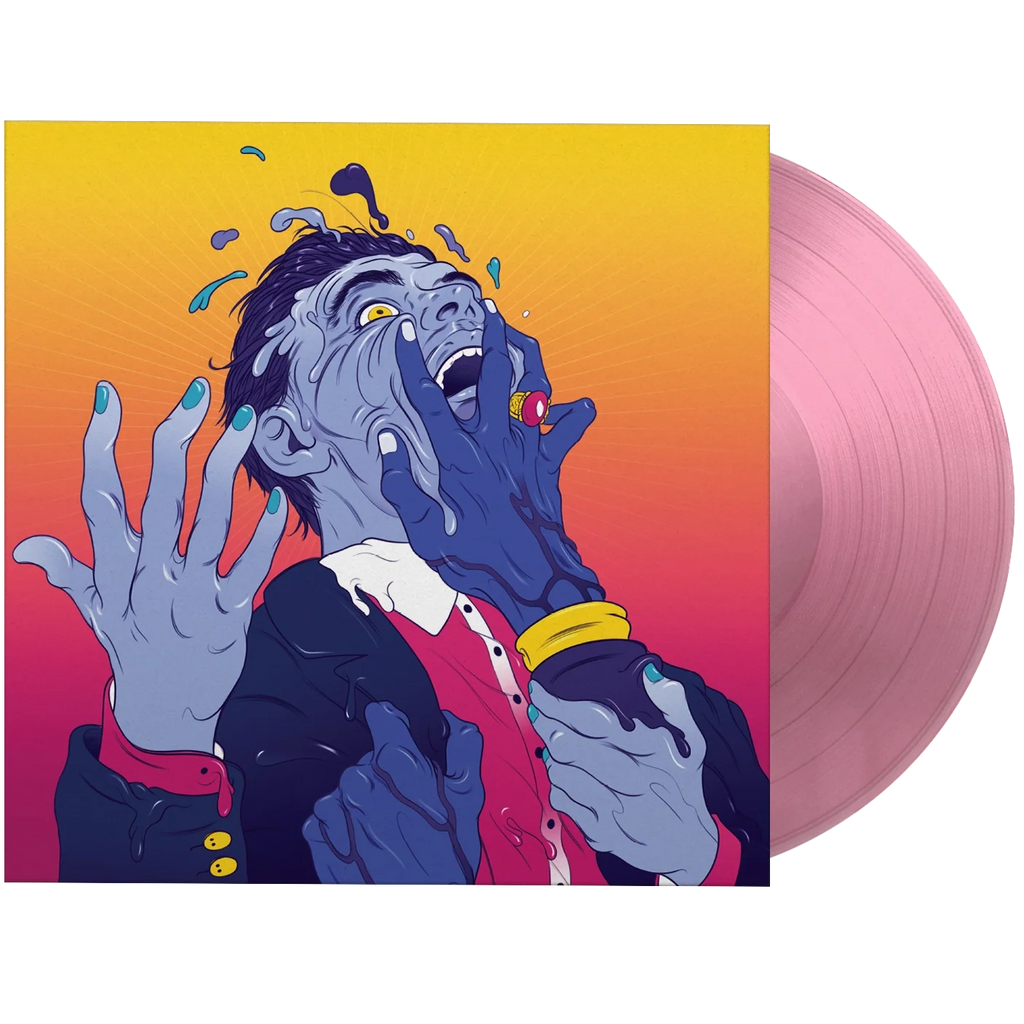 Pink vinyl LP of Everything Everything's "Get to Heaven" by Music On Vinyl, showing the gatefold cover with album artwork.