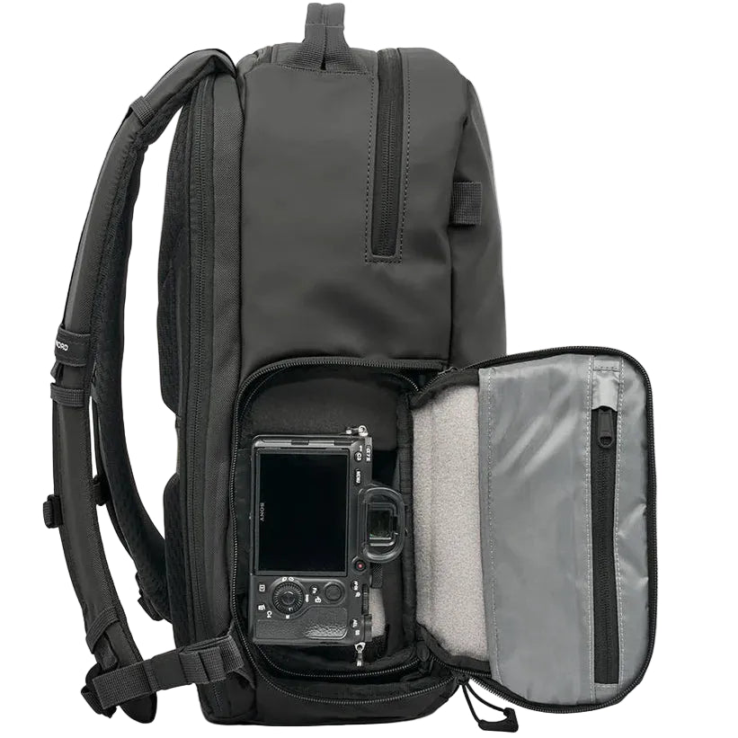 Black Wandrd Prvke Zip camera and video equipment bag with multiple compartments and adjustable straps.