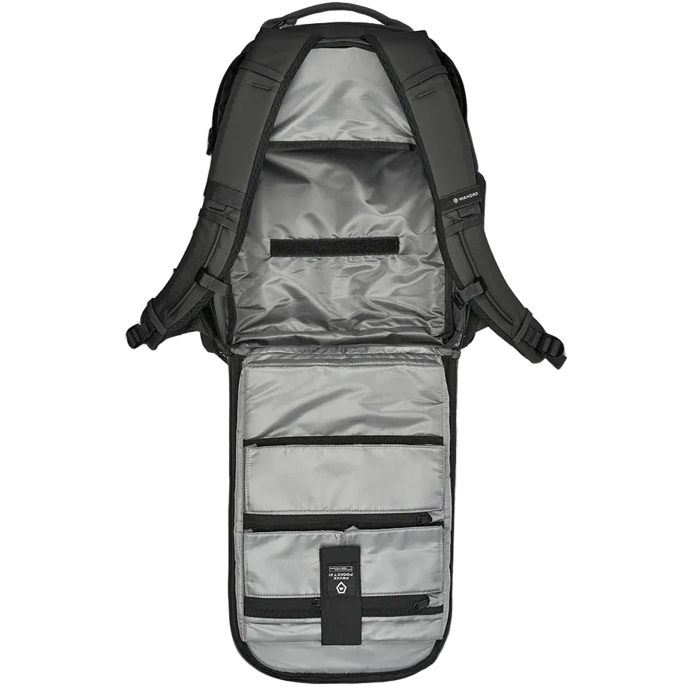 Black Wandrd Prvke Pocket video equipment bag with internal divider, designed for compact storage of camera gear and accessories.