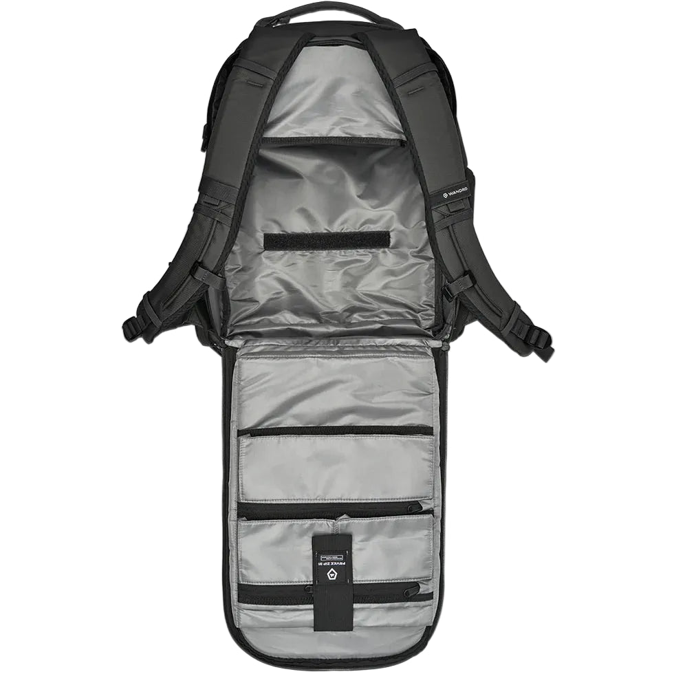 Black Wandrd PRVKE Zip video equipment bag with adjustable divider and durable design, ideal for organizing camera gear.