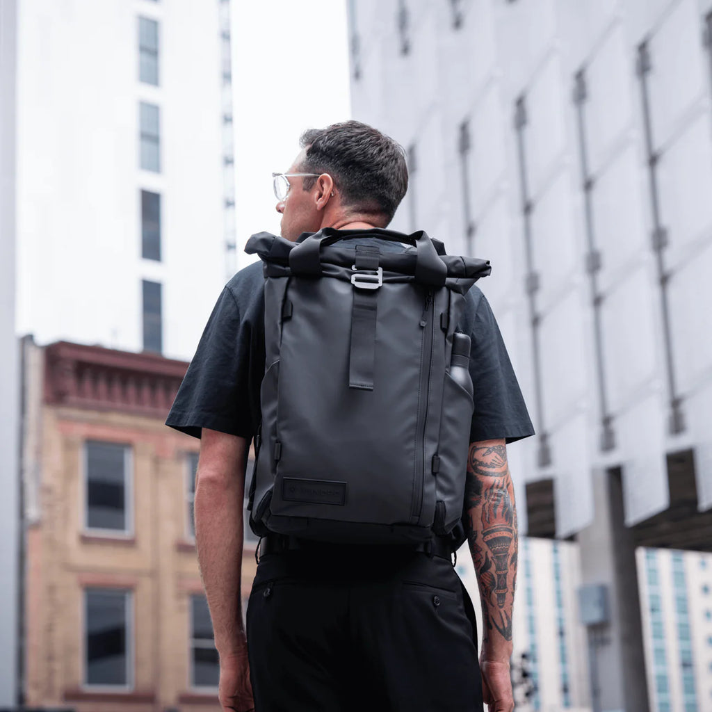 Black Wandrd Prvke EDC 18L video equipment bag with compact, durable design and multiple compartments for gear storage.