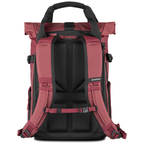 Wandrd Prvke 15L photo bundle bag in burgundy with camera and video equipment inside, designed for travel and photography.