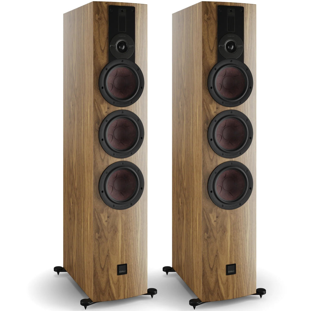 DALI Rubikore 8 passive floorstanding speaker with sleek black design and detailed speaker grille.