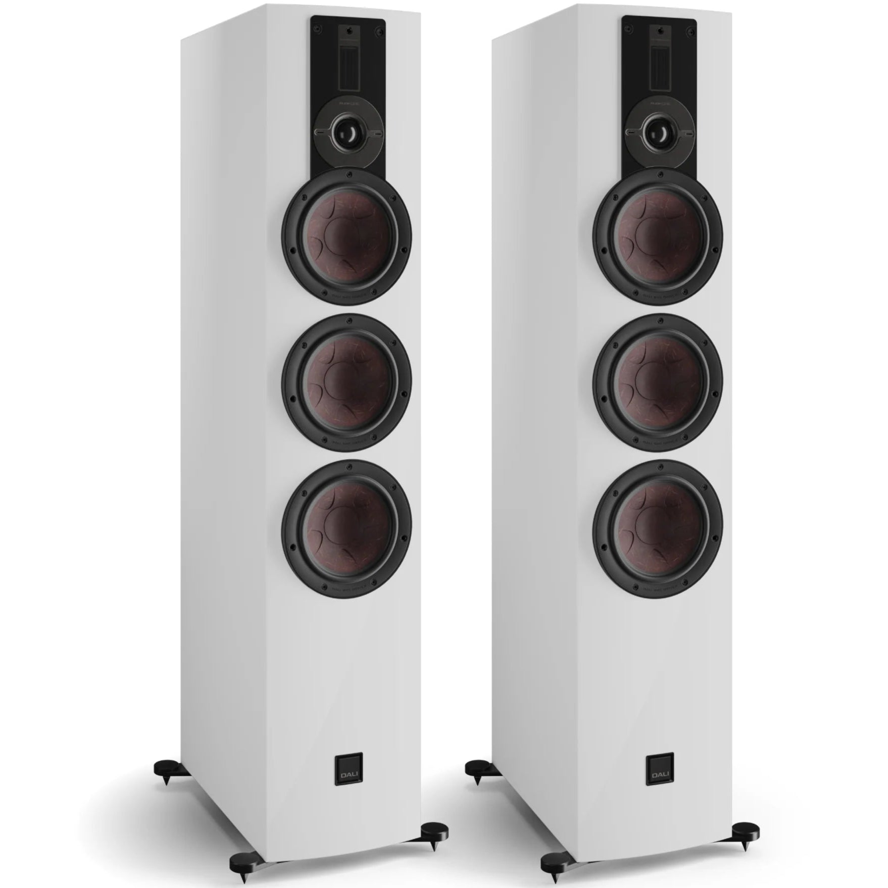 DALI Rubikore 8 passive floorstanding speaker with sleek black finish and modern design, showcasing the front view with speaker grille.