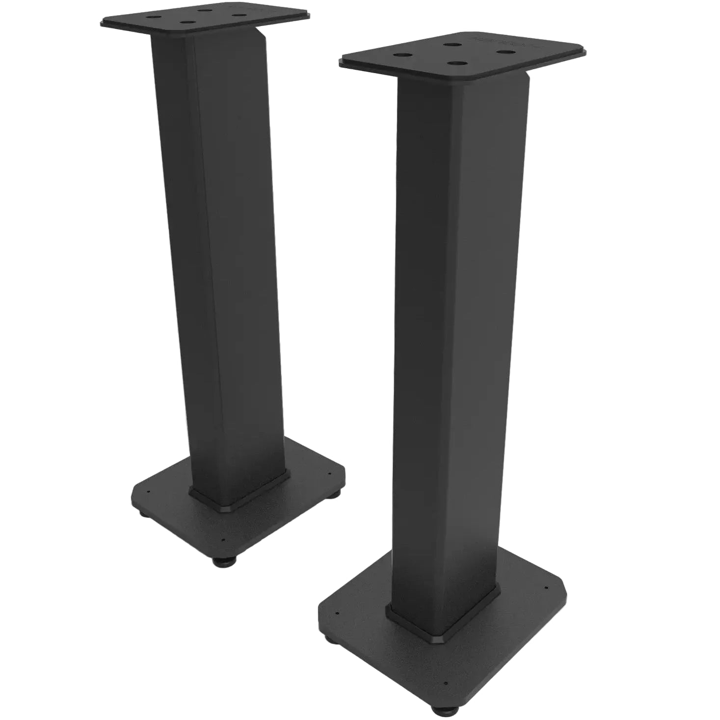 Kanto Audio SX30 speaker stands with black metal construction and adjustable height for optimal audio setup.