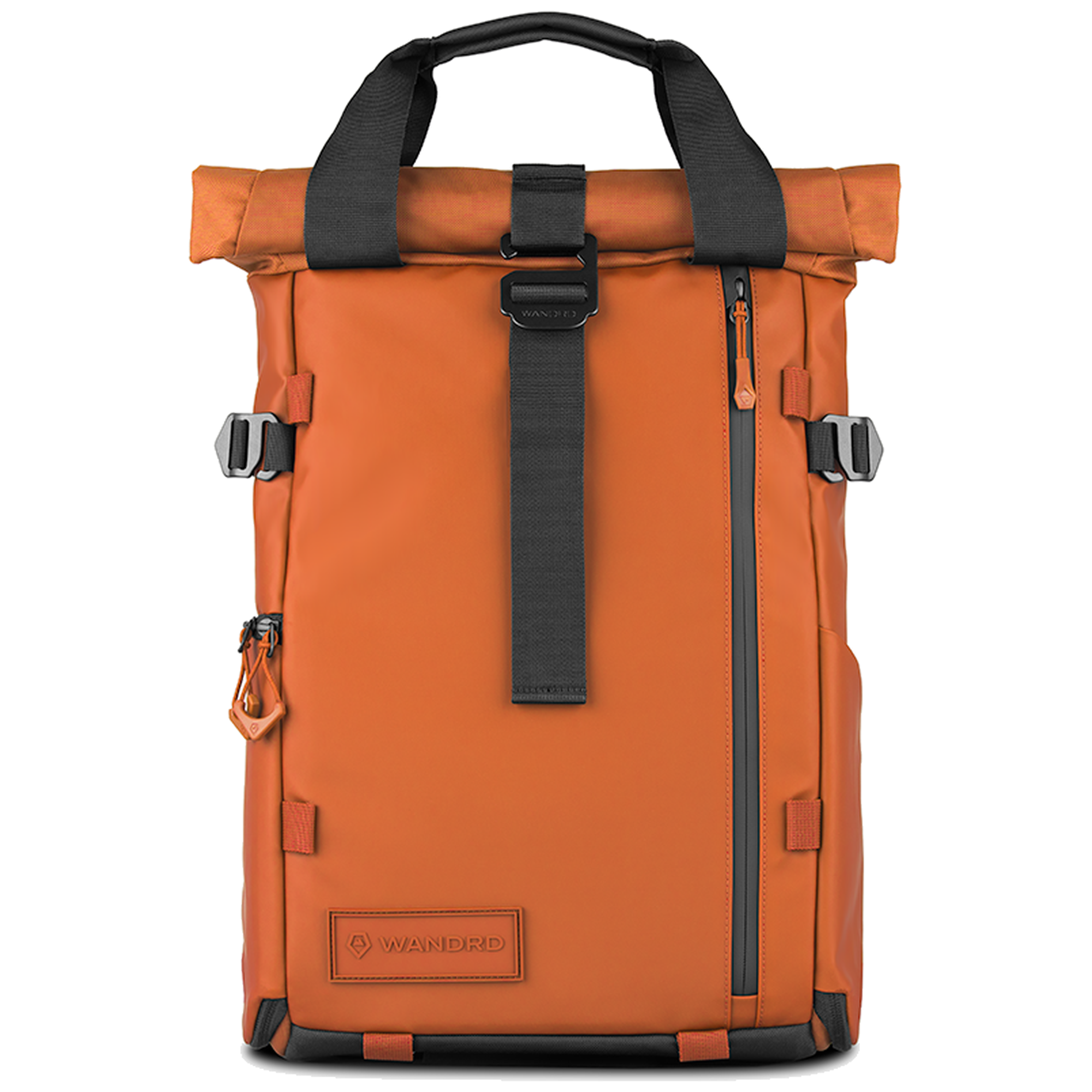 Wandrd Prvke 15L orange photo bundle bag with front view, designed for video equipment and camera gear storage.