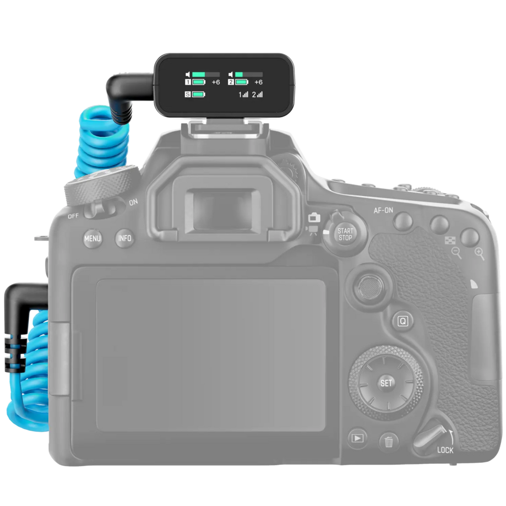 Sennheiser Profile Wireless creator microphone system with transmitter and receiver, professional wireless audio setup.