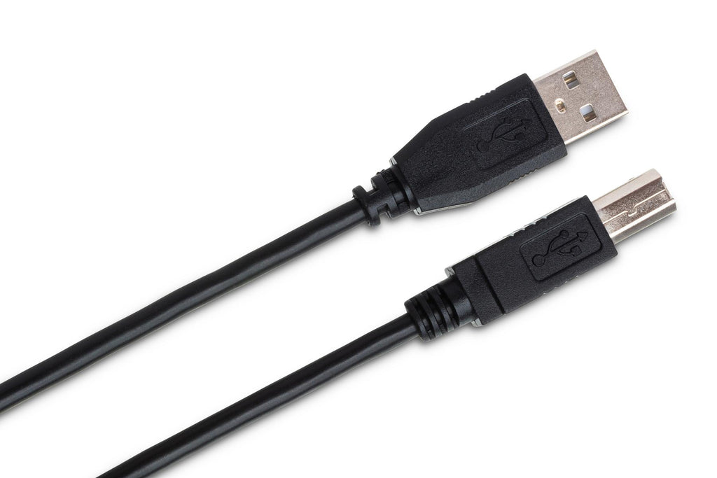 Hosa USB-200AB Type A - Type B USB 2.0 cable, angled connector view