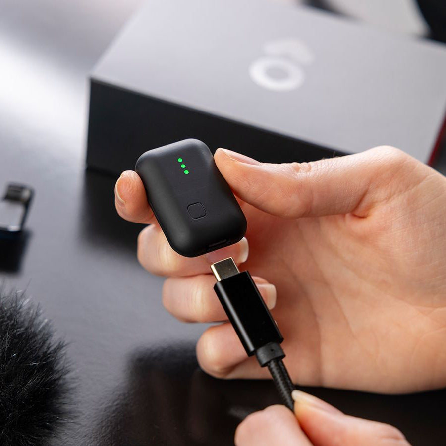 Instamic Pro Plus C Mono portable recorder with USB-C connection, compact design, and professional audio recording features.