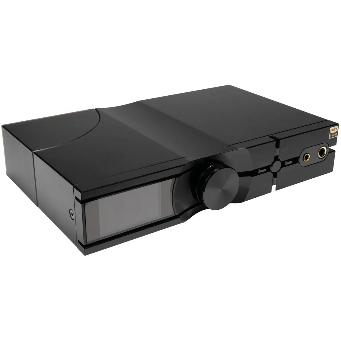 iFi Audio NEO iDSD 3 headphone amplifier and DAC showing its sleek black design with various input ports and control buttons