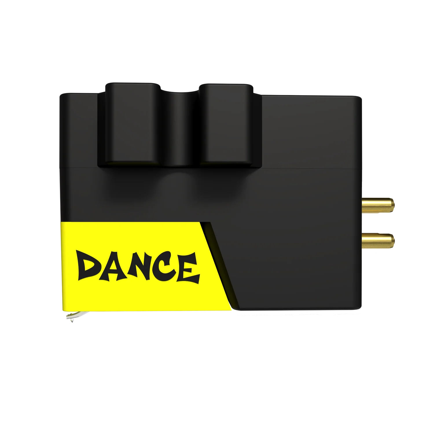 Ortofon VNL DANCE turntable cartridge shown from the left side, featuring its sleek design and stylus for high-quality vinyl playback.