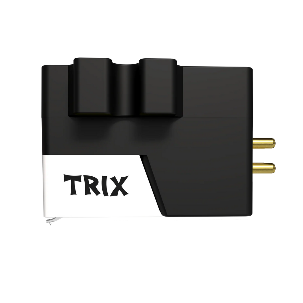 Ortofon VNL TRIX turntable cartridge shown from the side, highlighting its sleek design and build quality for vinyl playback.