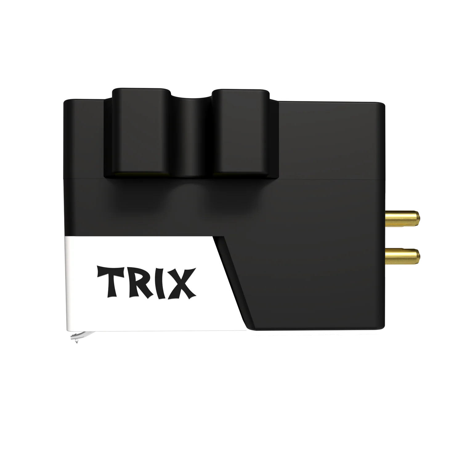 Ortofon VNL TRIX turntable cartridge shown from the side, highlighting its sleek design and build quality for vinyl playback.