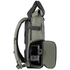 Wandrd Prvke 15L photo bundle bag in Wasatch Green showing side access for video equipment and camera gear storage.