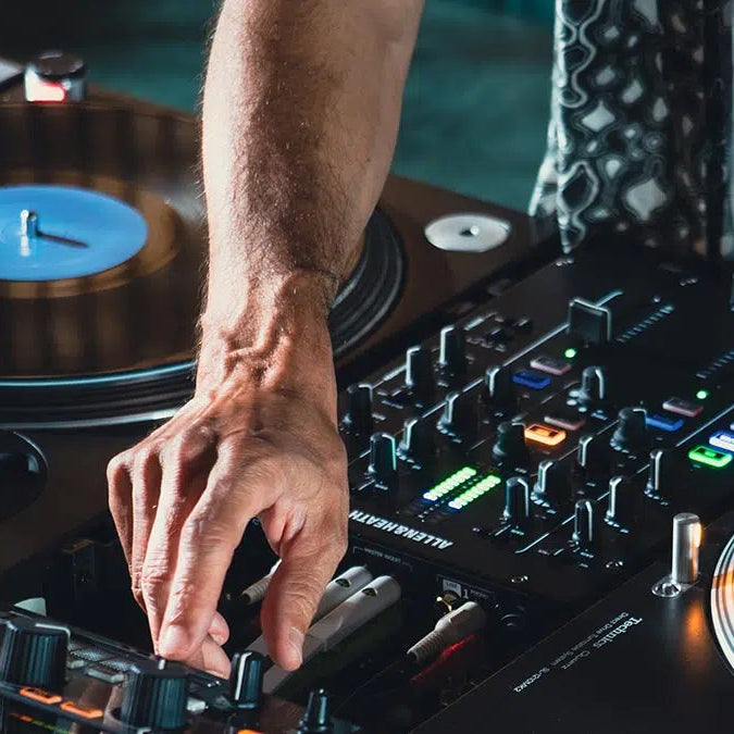 Allen & Heath Xone:24 DJ mixer with two channels, EQ controls, and professional audio interface for DJ performances.