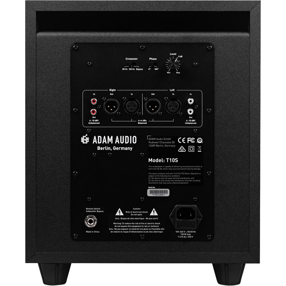 Adam Audio T10s subwoofer, in black