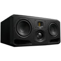 Adam Audio S3H mid-field and main monitors showing sleek black speaker cabinets with front-facing drivers and control panels.