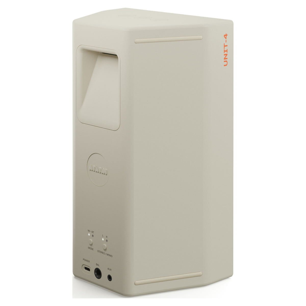 AIAIAI UNIT-4 MKII, white speaker, rear three-quarter view