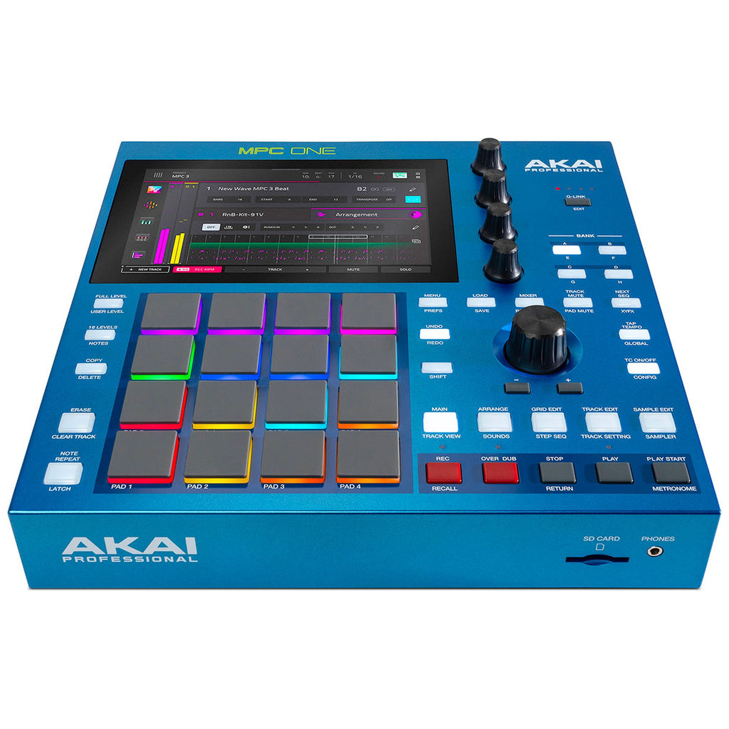 Akai Professional MPC One G2, front three-quarter view in blue