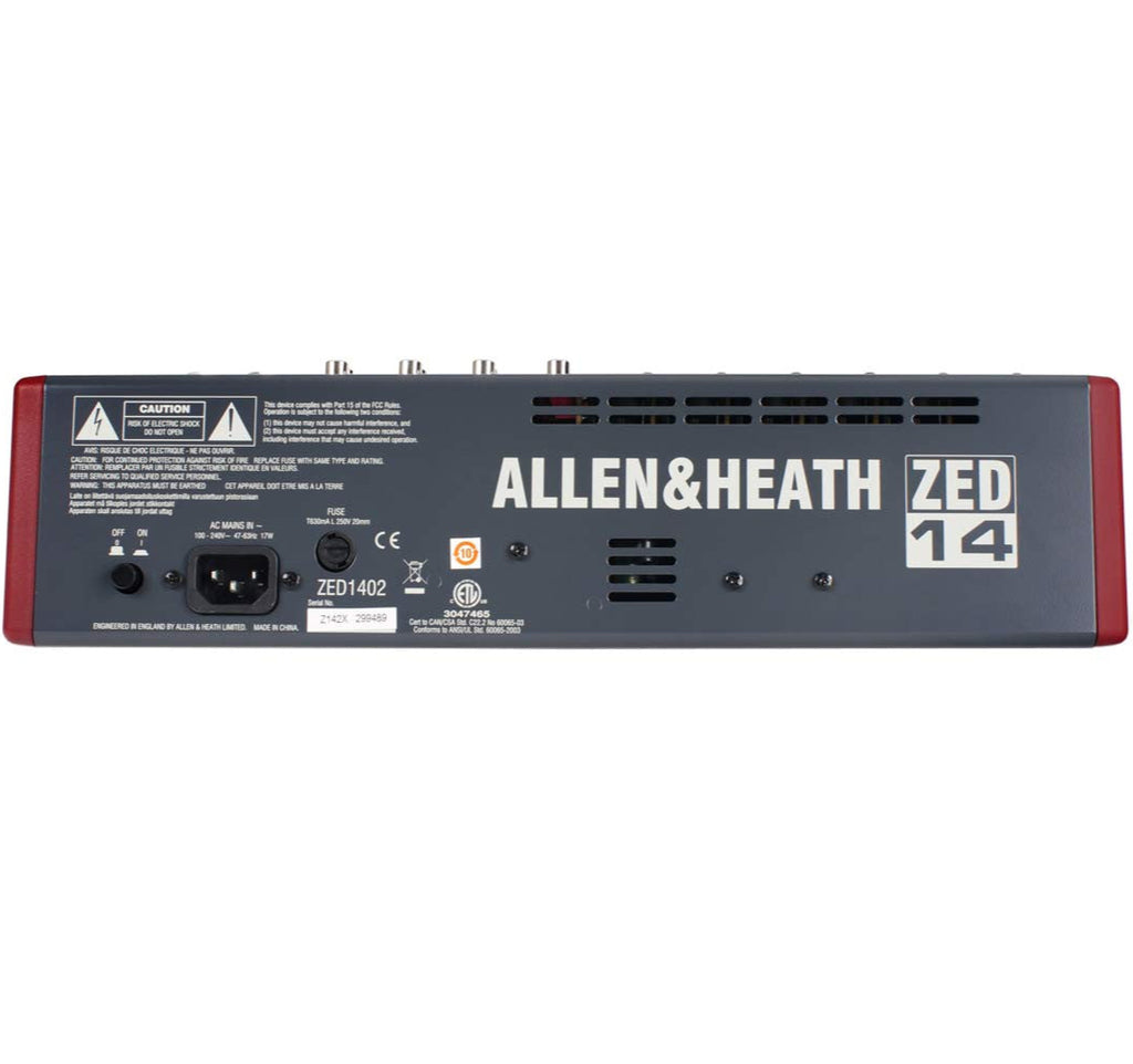 Allen & Heath ZED-14 analog mixer.