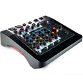 Allen & Heath ZED-6 analog mixer with multiple input channels, knobs, and sliders for professional audio mixing.