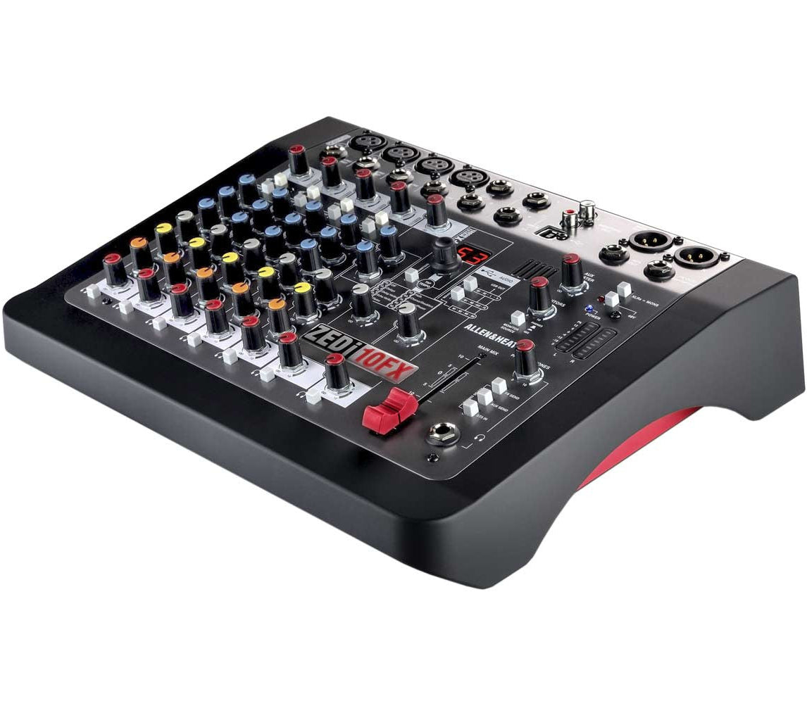 Allen & Heath ZEDi-10FX analog mixer with multiple input channels, built-in effects, and compact design for live sound and recording.