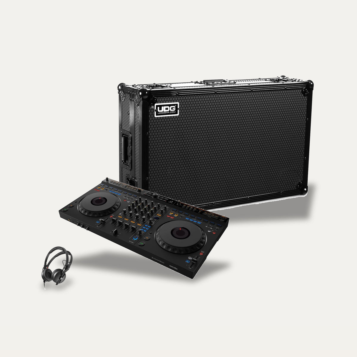 AlphaTheta DDJ-GRV6 + UDG Ultimate Flight Case + Sennheiser HD 25 DJ Set