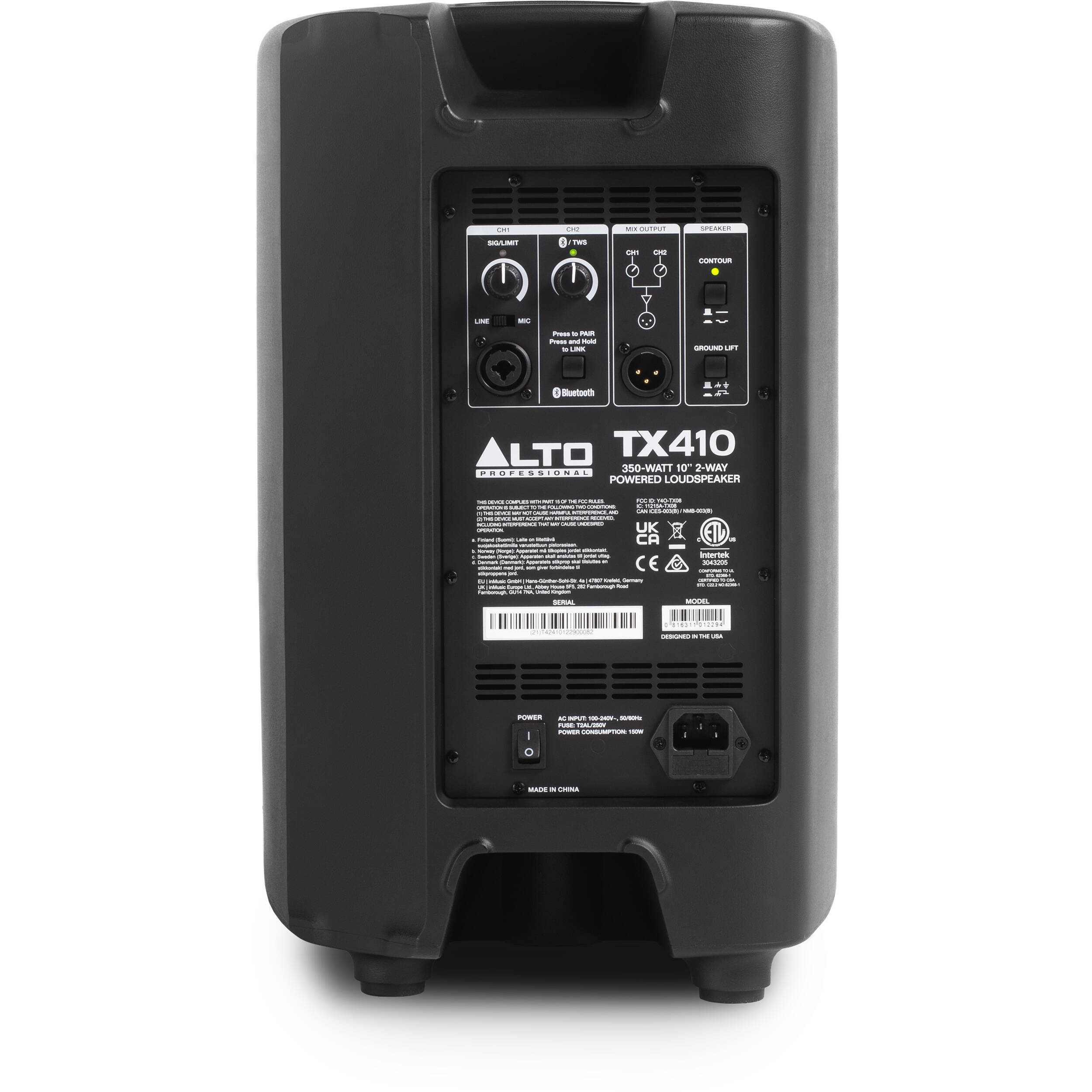 Alto Professional TX410 active loudspeaker, detail view.