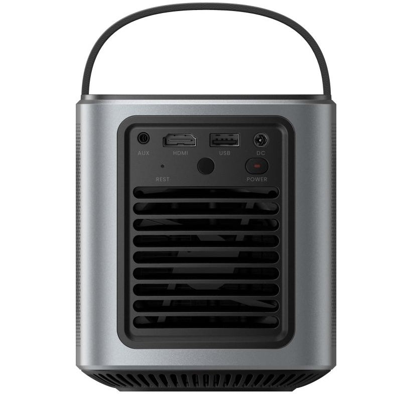Nebula Mars 3 Air projector with multiple connection ports including HDMI, USB, and audio jacks, shown in close-up.