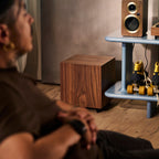 Argon Audio BERLIN SUB 10 in a living room, Walnut