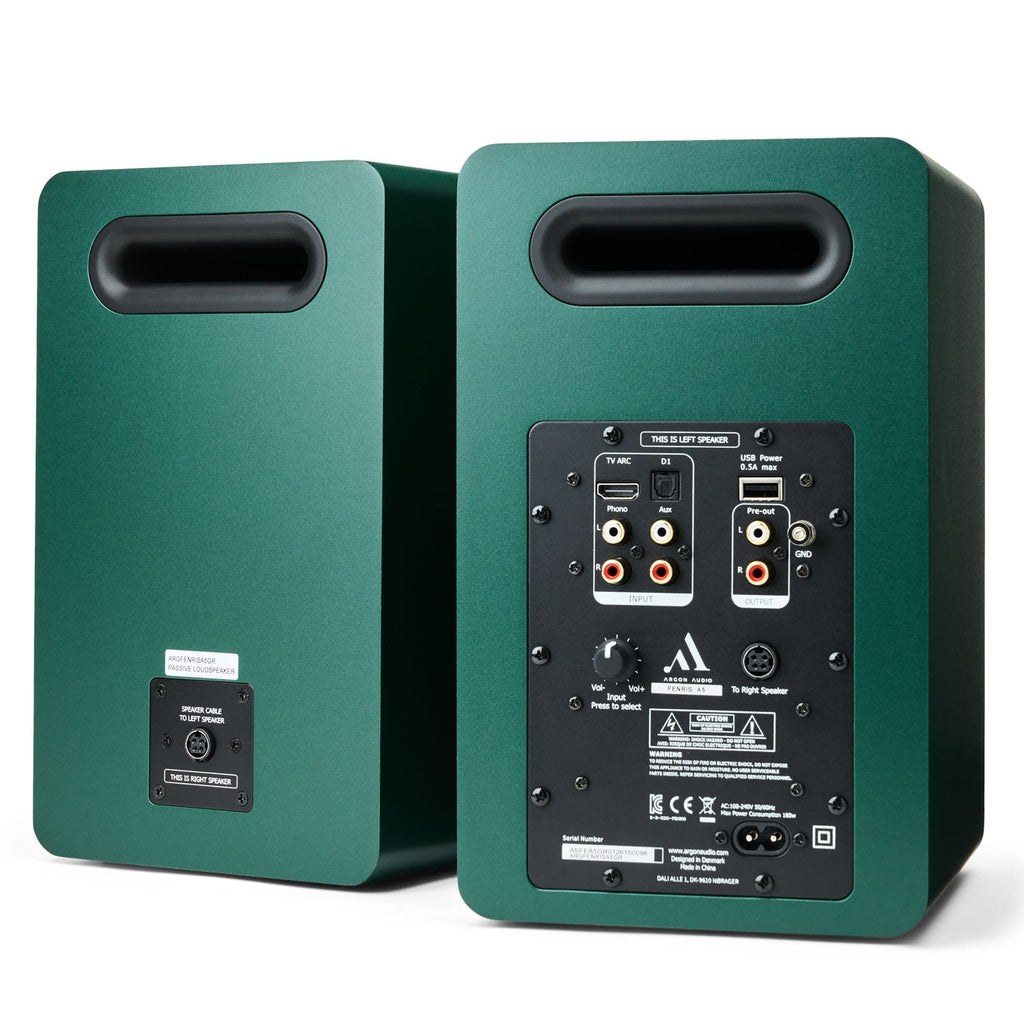 Argon Audio Fenris A5 active bookshelf speakers, angle