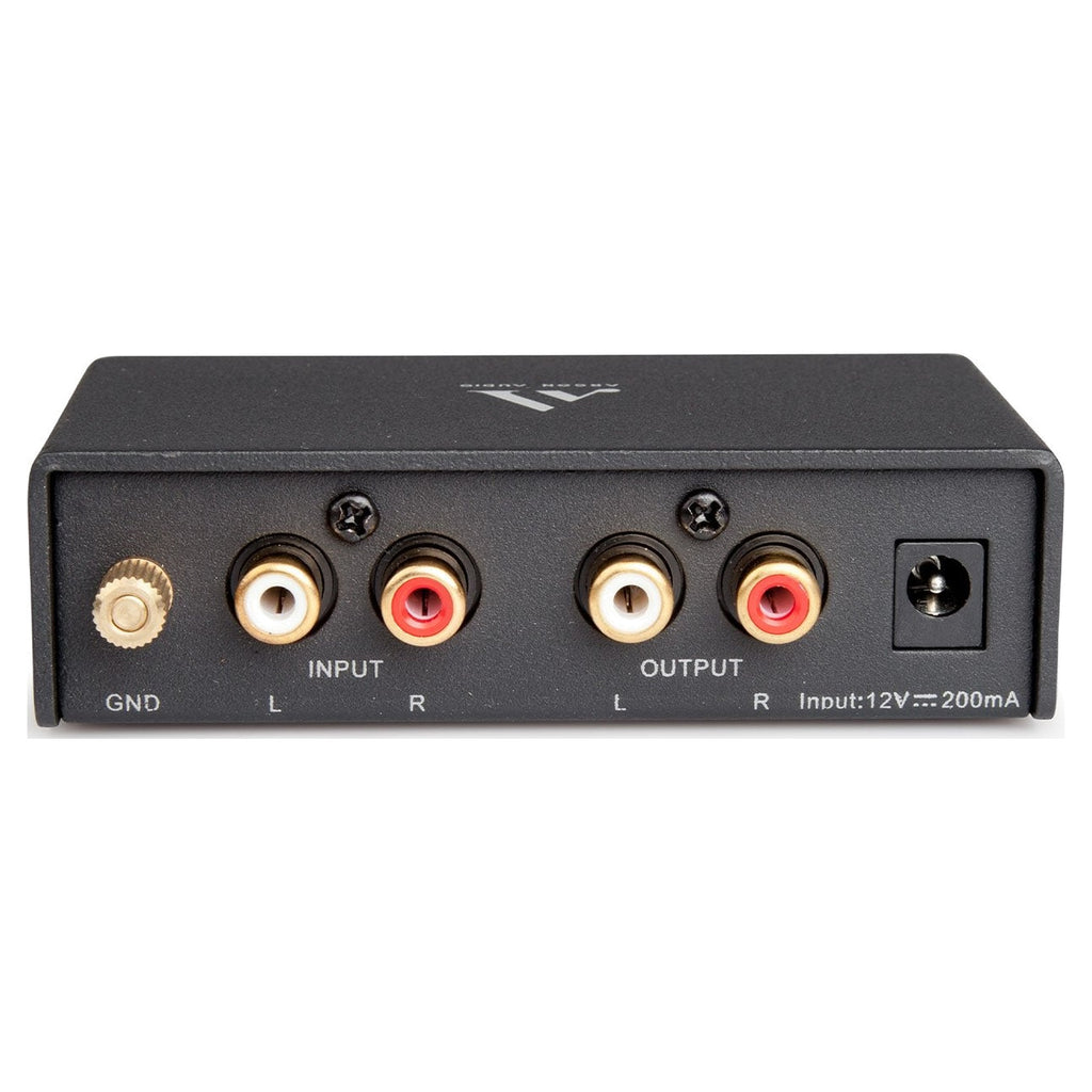 Argon Audio Phono1, rear panel with gold-plated RCA input, output and ground terminal