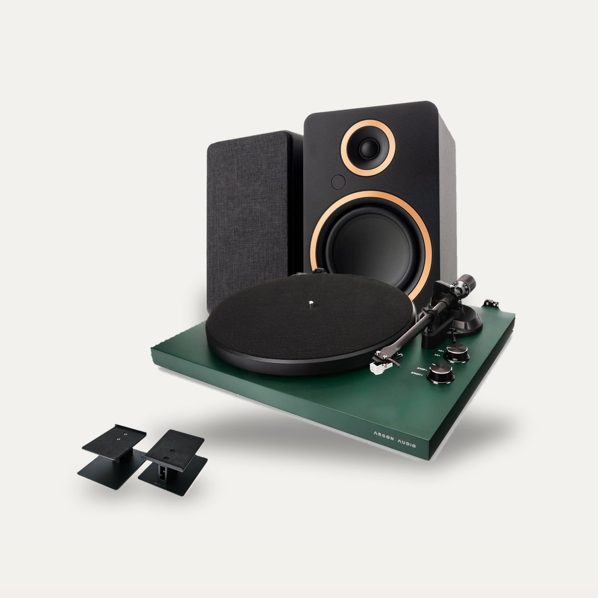 Argon Audio TT MK2 + Fenris A5 + Kontur 10 Vinyl Setup – Turntable Colour Pine Green, Speaker Colour Black
