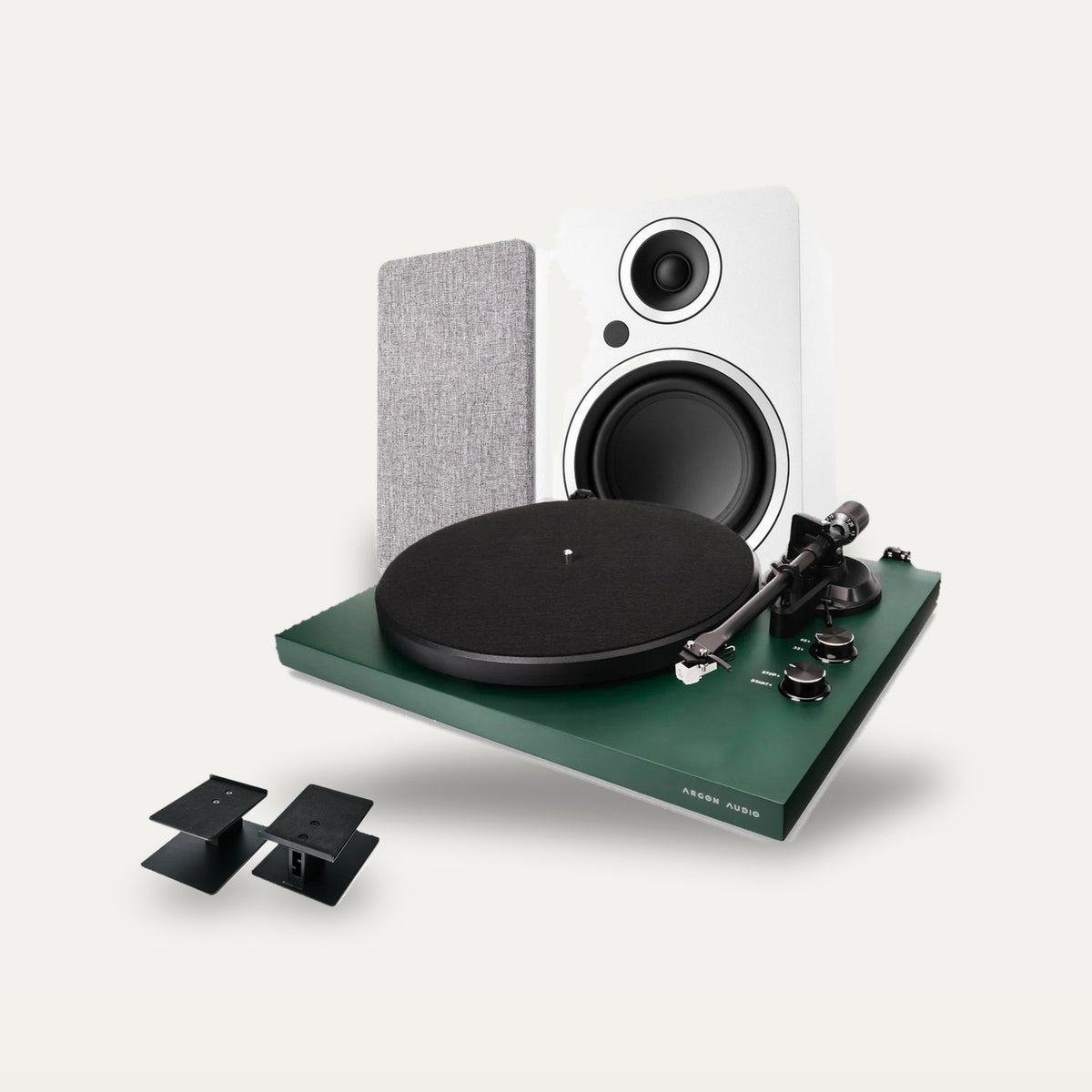 Argon Audio TT MK2 + Fenris A5 + Kontur 10 Vinyl Setup – Turntable Colour Pine Green, Speaker Colour White
