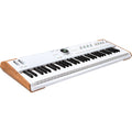 Arturia AstroLab 61 performance keyboard with 61 keys, sleek black design, and control knobs, ideal for music production and live performances.