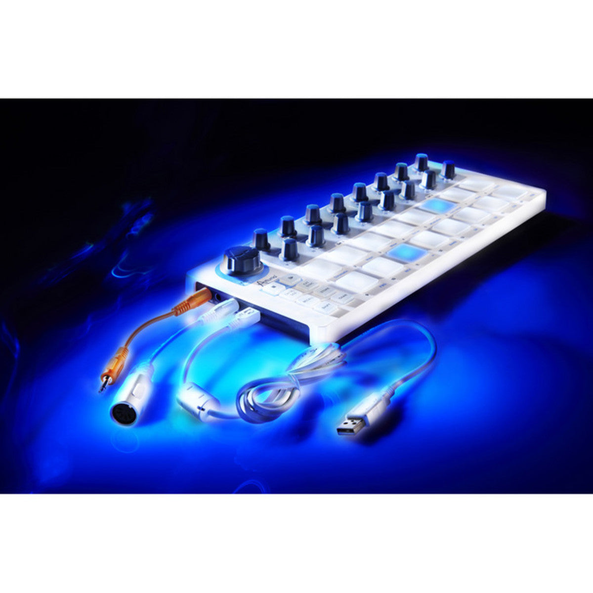 Arturia BeatStep sequencer with pads, knobs, and connectors for music production and live performance.