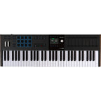 Arturia KeyLab 61 MK3 MIDI keyboard in black finish, angled view with pads and controls