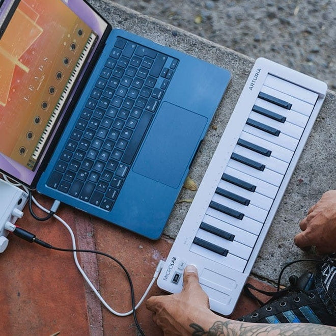 Arturia MicroLab MK3 MIDI keyboard controller, in use