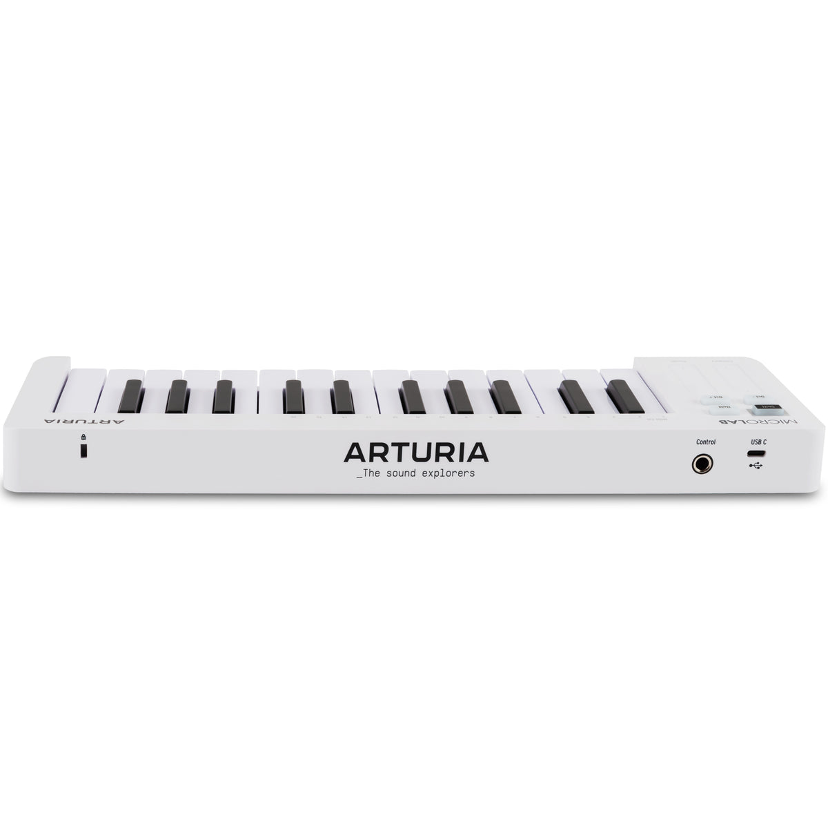Arturia MicroLab MK3 MIDI keyboard controller, white, rear panel and connections