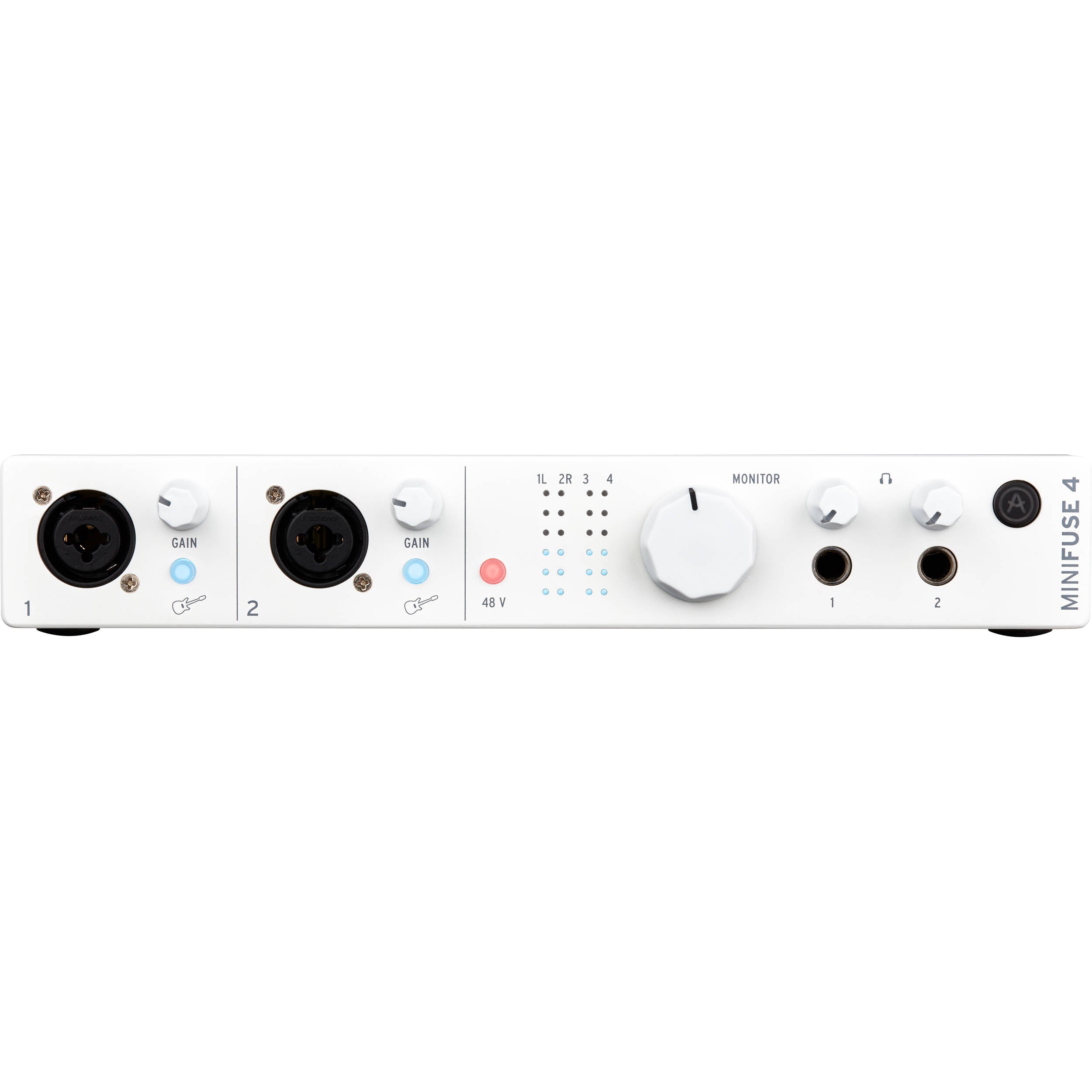 Arturia MiniFuse 4, audio interfaces, angle, white