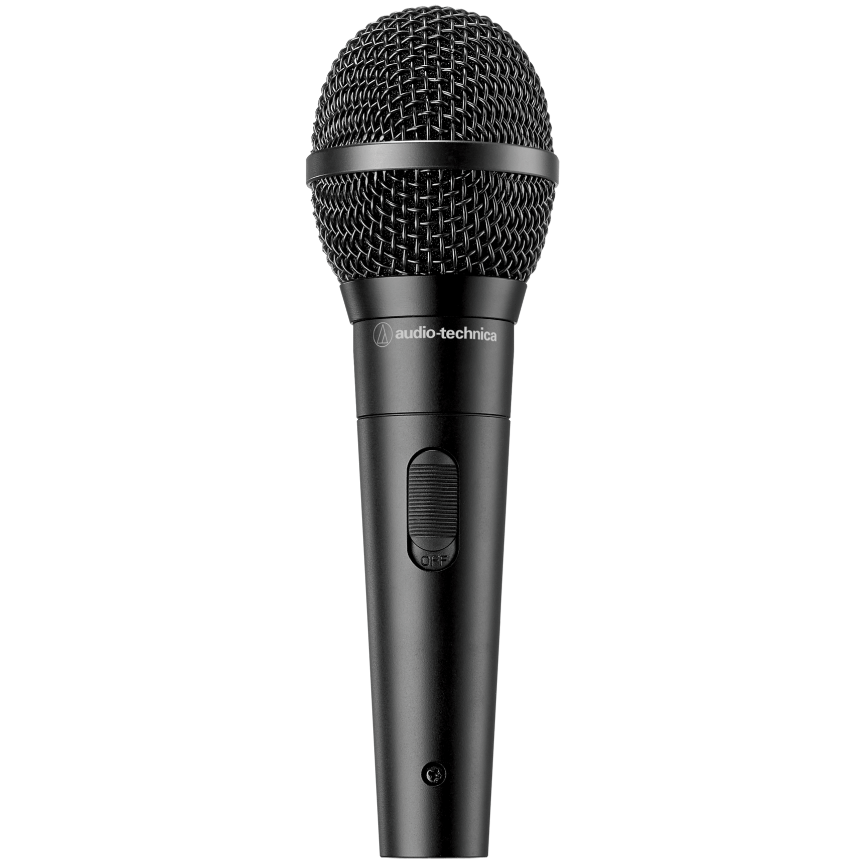 Audio Technica ATR1300x dynamic microphone shown with professional design and grille, ideal for live vocals and studio recording.