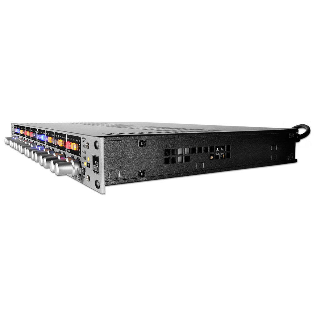 Audient ASP880 microphone preamp unit with multiple input channels and control knobs, professional audio equipment for recording.